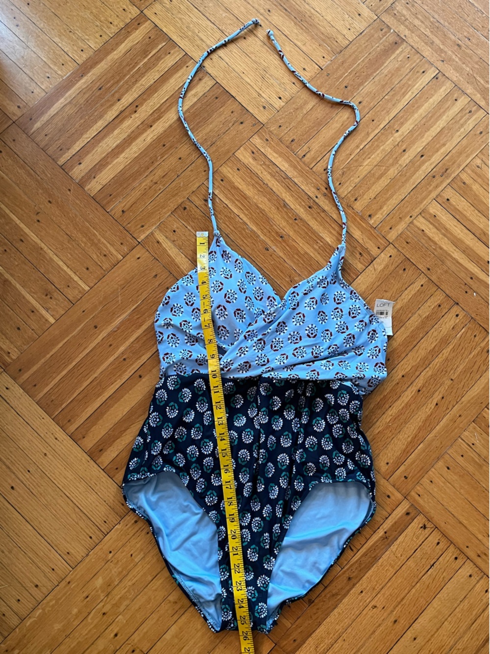 LOFT • NWT Light Blue and Navy Floral One-Piece Swimsuit